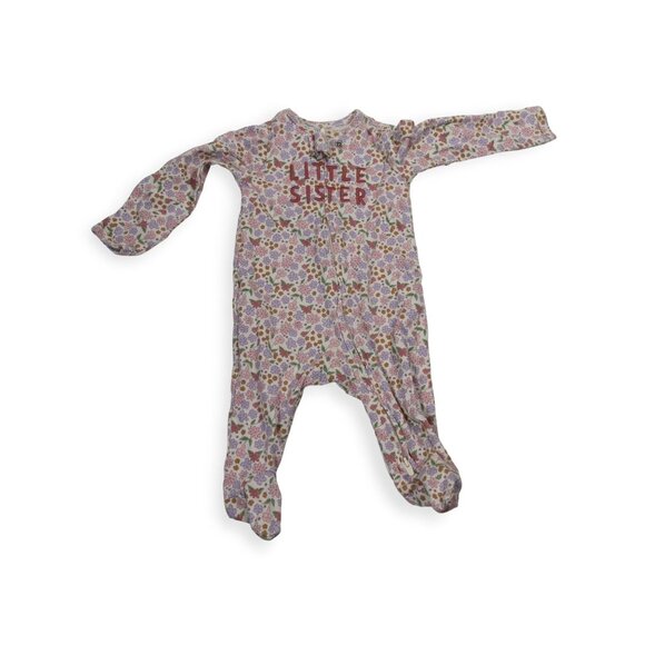 Carters Little Sister Floral Print Footed Baby Pajamas 3M Cotton Sleepwear - Picture 1 of 3